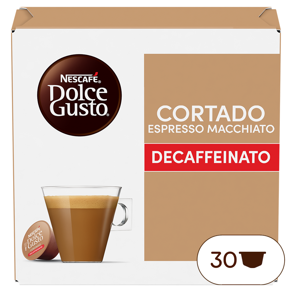 Caja de 30 cápsulas Cortado Descafeinado 30 Cápsulas de NESCAFÉ Dolce Gusto Caja de 30 cápsulas Cortado Descafeinado 30 Cápsulas de NESCAFÉ Dolce Gusto