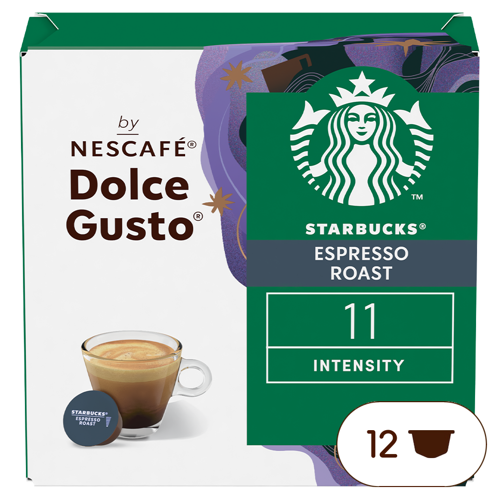 Caja de 12 cápsulas Starbucks® Espresso Roast 12 Cápsulas de NESCAFÉ Dolce Gusto Caja de 12 cápsulas Starbucks® Espresso Roast 12 Cápsulas de NESCAFÉ Dolce Gusto