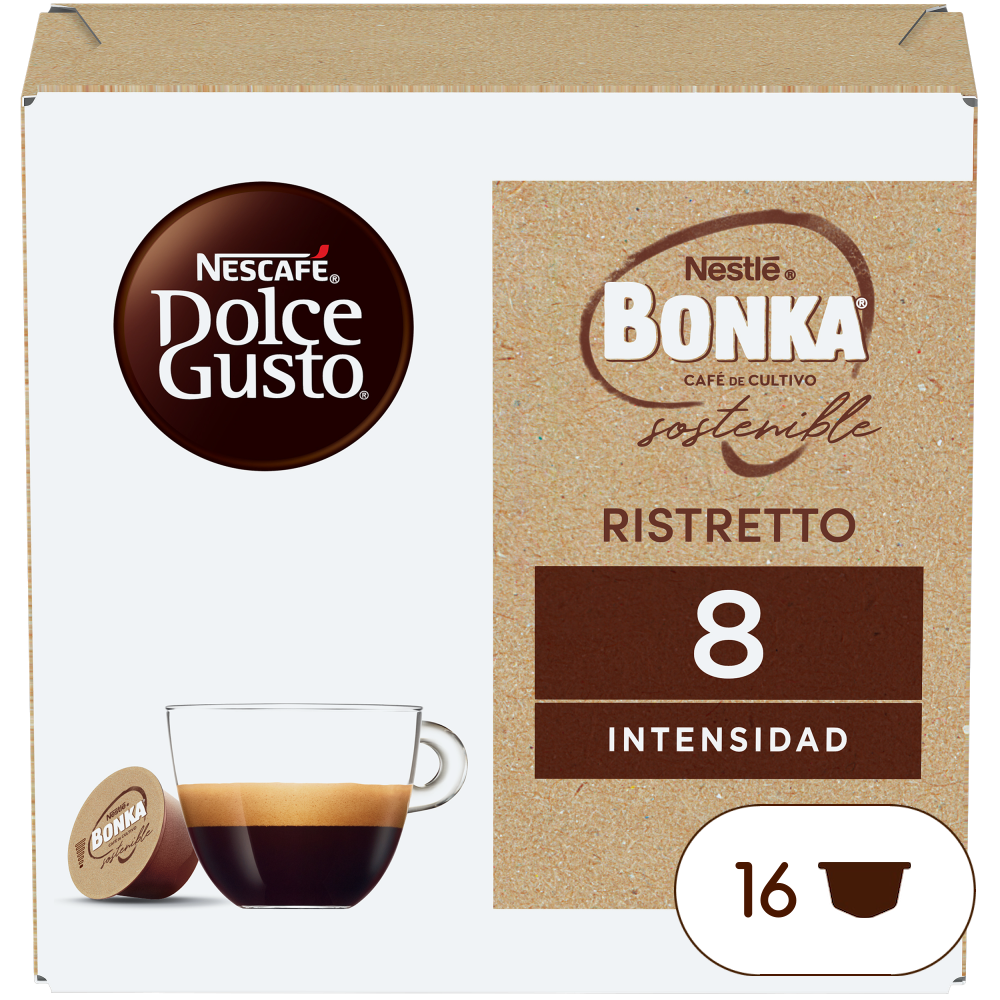 Caja de 16 cápsulas Ristretto Bonka 16 Cápsulas de NESCAFÉ Dolce Gusto Caja de 16 cápsulas Ristretto Bonka 16 Cápsulas de NESCAFÉ Dolce Gusto