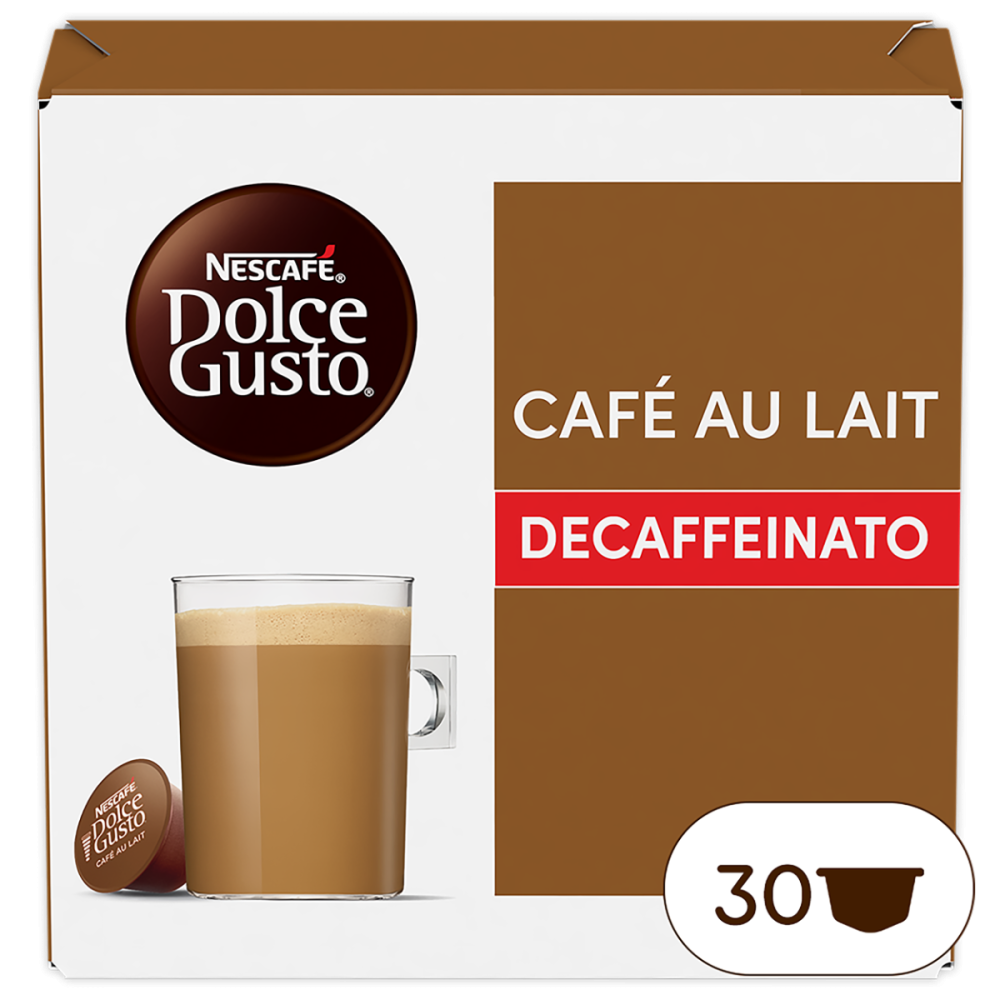 Caja de 30 cápsulas Café con Leche Descafeinado 30 Cápsulas de NESCAFÉ Dolce Gusto Caja de 30 cápsulas Café con Leche Descafeinado 30 Cápsulas de NESCAFÉ Dolce Gusto