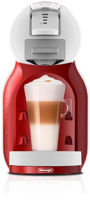 Cafetera Mini Me Delonghi blanca y roja